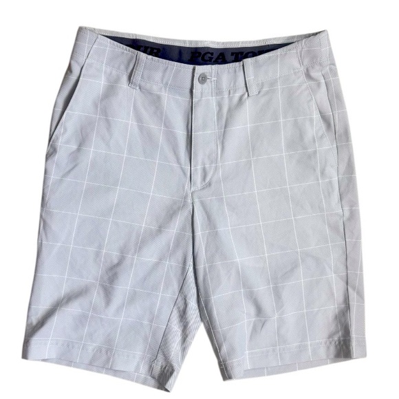 PGA TOUR MENS GOLF performance gray plaid SHORTS SIZE 32 - Picture 3 of 11